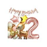 Woodland Geyik 2 Yaş Folyo Rosegold Balon Set Geyik Ceylan Doğum Günü Parti Balon Set Geyik Konsept