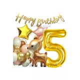 Woodland Geyik 5 Yaş Folyo Balon Set Ceylan Geyik Doğum Günü Parti Balon Set Geyik Konsept Balon Set