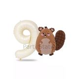 Woodland Konsept Sevimli Sincap Ve Krem Rakam Balon 9 Yaş Set Sincap Konsept Doğum Günü Balon Set