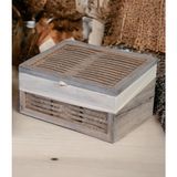 Woodluck Ahşap Ekmeklik Yıkanabilir Bezli - Antrasit - Gri - Beyaz - 22*40*28