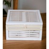 Woodluck Ahşap Ekmeklik Yıkanabilir Bezli - Beyaz - 22*40*28