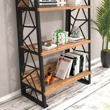 Wood'n Love Albatros 5 Raflı Piramit Metal Kitaplık - Atlantik Çam / Siyah