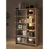 Wood'n Love Atlantis Led Işıklı Kumandalı Özel Tasarım Metal Ayaklı Kitaplık - Atlantik Çam