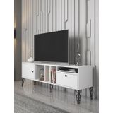 Wood'n Love Cercei Beyaz Siyah Metal Ayaklı Tv Ünitesi