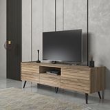 Wood’n Love Della Panjur Kapaklı 2 Kapak 1 Çekmece Duvar Raflı Premium 180 Cm Tv Ünitesi - Minifiks - Pera - Siyah Çam