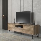 Wood'n Love Della Panjur Kapaklı 2 Kapak 1 Çekmece Duvar Raflı Premium 180 CM Tv Ünitesi - Minifiks - Pera - Siyah