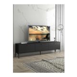 Wood'n Love Etna Premium Metal Ayaklı Dolaplı 180 Cm Tv Ünitesi - Siyah / Siyah BSM229