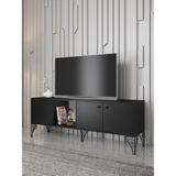 Wood'n Love Hira 160 cm Metal Ayaklı Tv Ünitesi - Siyah / Siyah - Ahşap