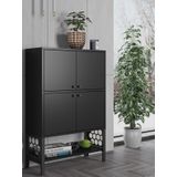 Wood'n Love Lina Premium Siyah Desenli Metal Ayaklı Dolaplı Vitrin ve Konsol