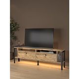 Wood’n Love Luce Plus Eko Led Işıklı Dolaplı Metal Ayaklı Minifiksli Tv Ünitesi - Tv Sehpası 160 Cm Çam