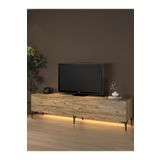 Wood'n Love Napoli 200 Cm Led Işıklı Geniş Dolaplı Minifiksli Tv Ünitesi - Tv Sehpası - Atlantik Çam
