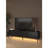 Wood’n Love Paris Led Işıklı Dolaplı Minifiksli 160 Cm Tv Ünitesi - Tv Sehpası - Wood Siyah Çam