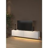 Wood’n Love Rami Duvara Monte Led Işıklı, Dolaplı Tv Ünitesi - Tv Sehpası - Minifiksli - Beyaz Çam