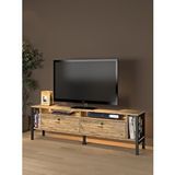 Wood’n Love Roma Led Işıklı Özel Tasarım Metal Ayaklı Minifiksli Tv Ünitesi - Tv Sehpası 160 Cm Çam