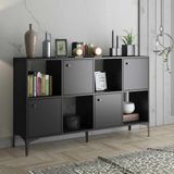 Wood'n Love Satürn Premium 120 cm 4 Kapaklı Metal Ayaklı Çok Amaçlı Siyah Dolap Konsol