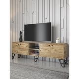 Wood'n Love Sofia 180 cm Metal Ayaklı Tv Ünitesi - Atlantik Çam / Siyah - Atlantik Çam - Siyah