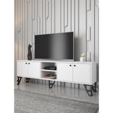 Wood'n Love Sofia 180 cm Metal Ayaklı Tv Ünitesi - Beyaz / Siyah - Beyaz - Siyah