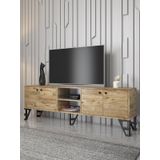 Wood'n Love Sofia Tv Ünitesi, Metal Ayaklı, Atlantik Çam Siyah, 180 Cm