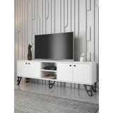 Wood'n Love Sofia Tv Ünitesi, Metal Ayaklı, Beyaz Siyah, 180 Cm