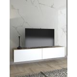 Woodn Love Toprak 150 Cm Duvara Monte Tv Ünitesi - Beyaz - Atlantik Çam / Siyah