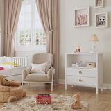 Wood'n Love Venezia Baby 2 Çekmeceli Geniş Bölmeli Ahşap Ayaklı Şifonyer - Minifiks - Wood Beyaz