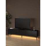 Wood'n Love Venüs Led Işıklı Dolaplı Minifiksli 180 CM Geniş TV Ünitesi Wood Siyah