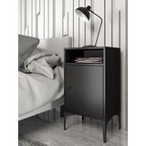 Wood'n Love Vio Metal Ayaklı Minifiks Bağlantı, Dolaplı Komodin - Siyah / Siyah Bsm314