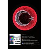 Woodnity El Yapımı Türk Bayrağı Ay Tablo 52 cm – RGB Bluetooth Kontrollü Ses Duyarlı LED Işıklı Duvar Dekoru