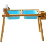 Woodnjoy Doğal Ahşap Duyusal Çocuk Aktivite Masası Oyun Masası ve Çocuk Çalışma Masası (Rulo Aparatı+ Rulo Kağıdı+Kırtasiye Istasyonu) - Mavi