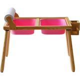 Woodnjoy Doğal Ahşap Duyusal Çocuk Aktivite Masası Oyun Masası ve Çocuk Çalışma Masası (Rulo Aparatı+ Rulo Kağıdı+Kırtasiye Istasyonu) - Pembe