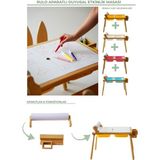 Woodnjoy Doğal Ahşap Duyusal Çocuk Aktivite Masası Oyun Masası ve Çocuk Çalışma Masası (Rulo Aparatlı,Rulo Kağıdı ve Kırtasiye Istasyonlu) - Beyaz
