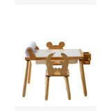 Woodnjoy Doğal Ahşap Rulo Aparatlı Duyusal Çocuk Aktivite Masası +2 Sandalye Seti