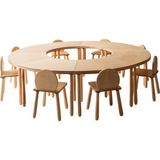 Woodnjoy Sekiz Parçalı Yuvarlak Grup Etkinlik Masası - Naturel Ahşap
