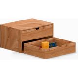 Woodsaka Desna Iki Katlı Iki Çekmeceli Dolap & Monitör Standı - Kiraz | 34 cm x 25 cm x 18.4 cm