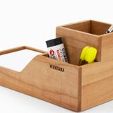 Woodsaka ProKit Çok Amaçlı Organizer - Bölümlü Kalemlik Not Kağıdı Kutusu Ataçlık Bir Arada - Model 6 - Kiraz Ağacından