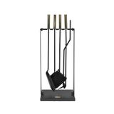 WOODSHUT 5 Li Lüx Ithal Askı Standlı Gold Saplı Şömine - Soba Maşa Takımı Aksesuar Seti