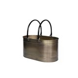 Woodshut Metal Gold Uzun Oval Kulplu Tasarım Şömine- Soba Odun Depolama Saklama Kovası