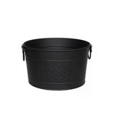 WOODSHUT Metal Siyah Zigzag Desenli Yuvarlak Şömine - Soba Odun Depolama Saklama Kovasi