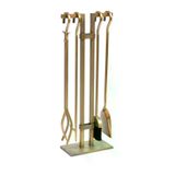 WOODSHUT SGSS-38018GOLD 5 Li İthal Antik Gold Patinalı Şömine - Soba Maşa Takımı Aksesuar Seti