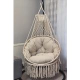 Woodshut Tek Kişilik Makrome Salıncak Minderli + Askı Demiri İle (Krem) - Mis38106ma - 80X90