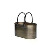 WOODSHUT TYCJCRT01N172551805398948 Metal Gold Uzun Oval Kulplu Tasarım Şömine- Soba Odun Depolama Saklama Kovası
