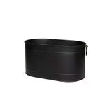 WOODSHUT WSMO-1343SYH Metal Siyah Uzun Oval Askı Kulplu Tasarım Şömine - Soba Odun Depolama Saklama Kovası
