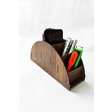 woodsia Oval Ahşap Masaüstü Kalemlik Organizer