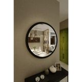 Woodstore Yuvarlak Siyah Duvar Salon Ofis Aynası 60cm