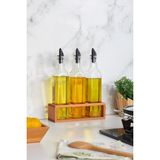 Woodsy 3 Lü Yağdanlık Seti 500 ml , Ahşap Stantlı Yağlık Sirkelik