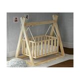 Woodteks Ahşap Beşik Ergonomik Yapı ve Kahverengi Renk ile Tekerlekli Taşınabilir Tasarım