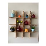 woodünya Kahverengi Ahşap Dekoratif Çoklu Duvar Rafı Kitaplık Kare Raf Ahşap 62 cm Duvara Monte 10 cm 62 x 6