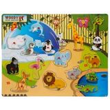 Woody Ahşap Hayvanlar Alemi Tutmalı Puzzle 20 Parça