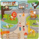 Woody Ahşap Hayvanlar Tutmalı Puzzle 6 Parça - Renkli