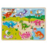 Woody Ahşap Sevimli Dinozorlar Tutmalı Puzzle 9 Parça